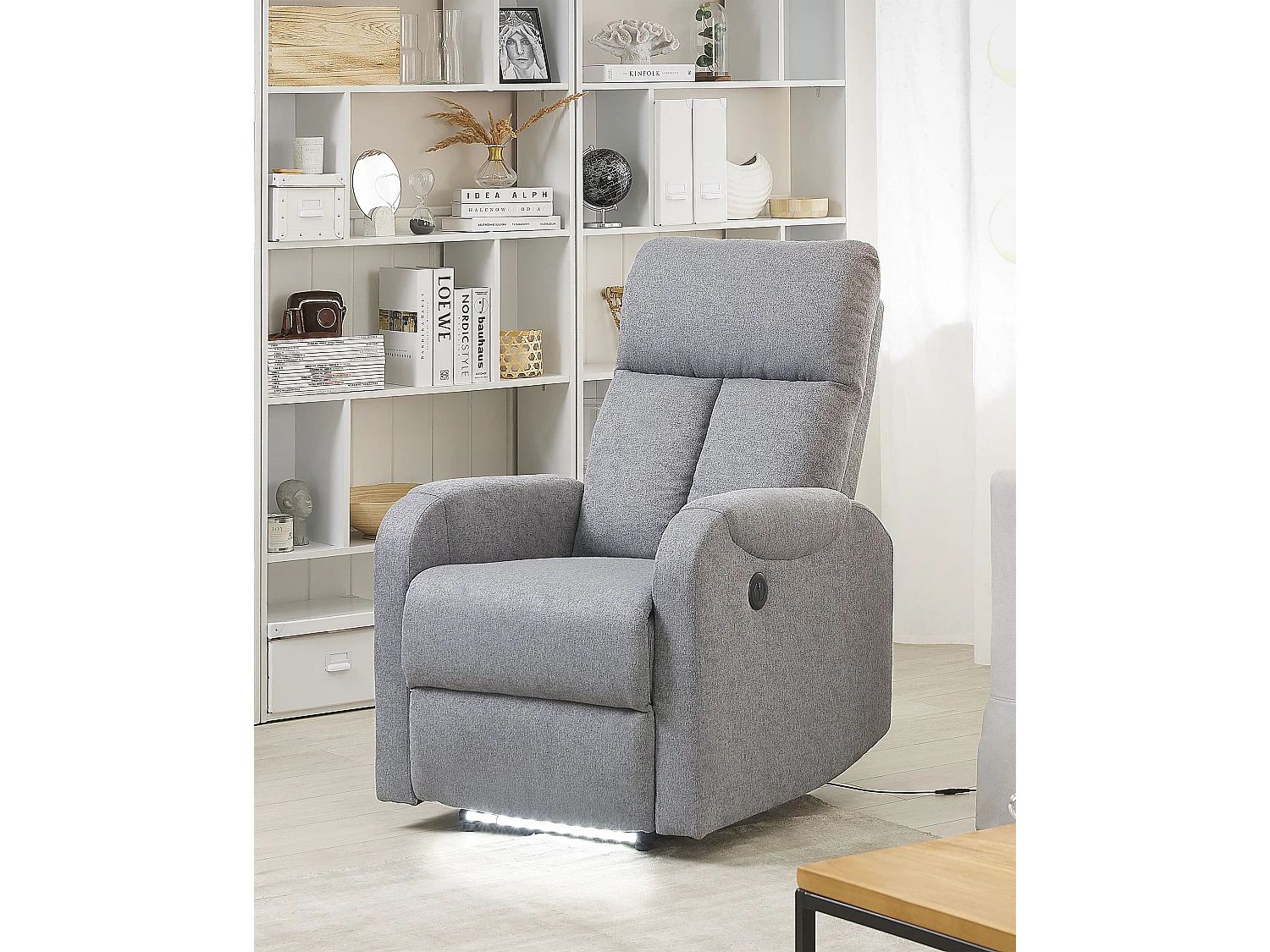 Fauteuil inclinable SOMERO Repose-pieds inclus Tissu Gris