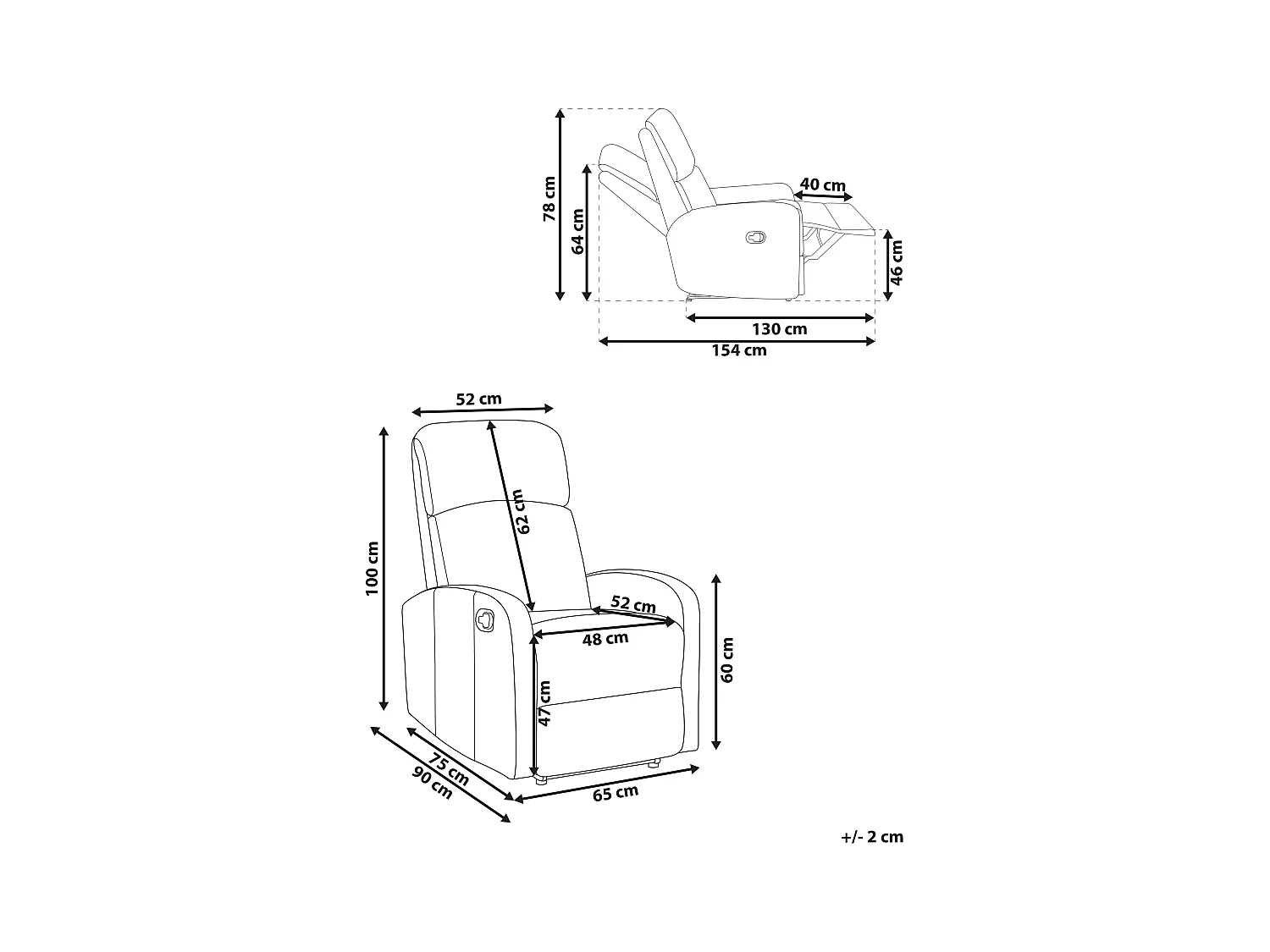 Sedia reclinabile VIRRAT Pelle sintetica Bianco