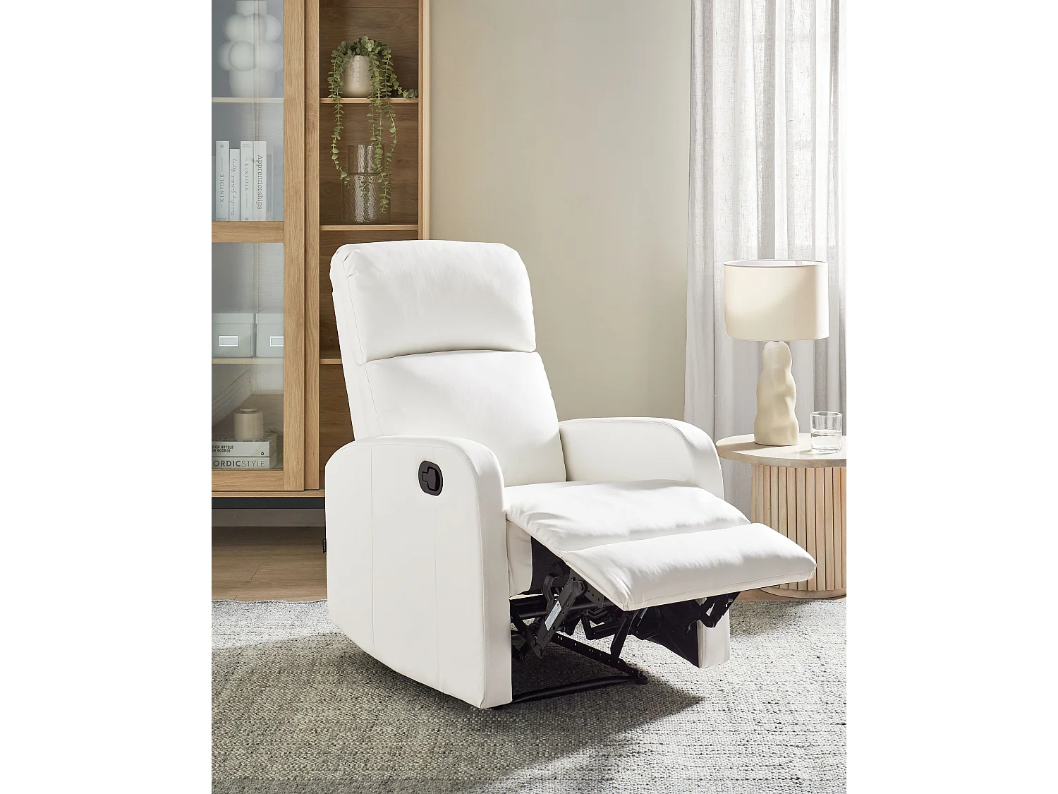 Fauteuil inclinable VIRRAT Repose-pieds inclus Cuir PU Blanc