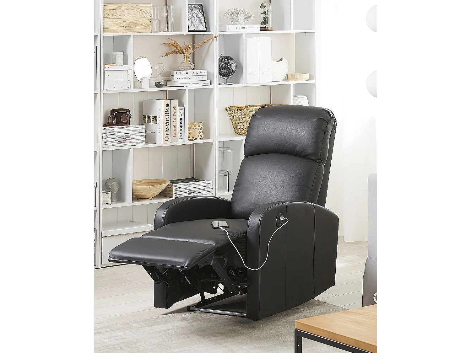 Sillón reclinable VIRRAT Piel sintética Negro