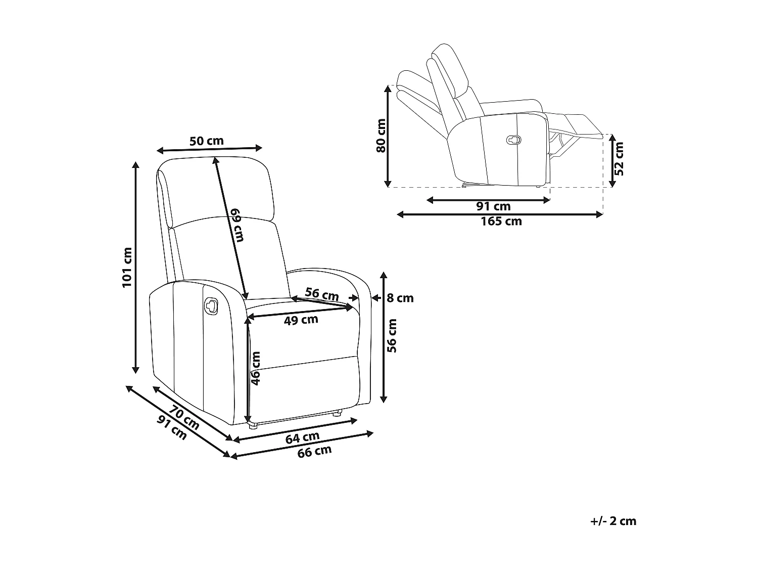Fauteuil inclinable VIRRAT Repose-pieds inclus Cuir PU Noir