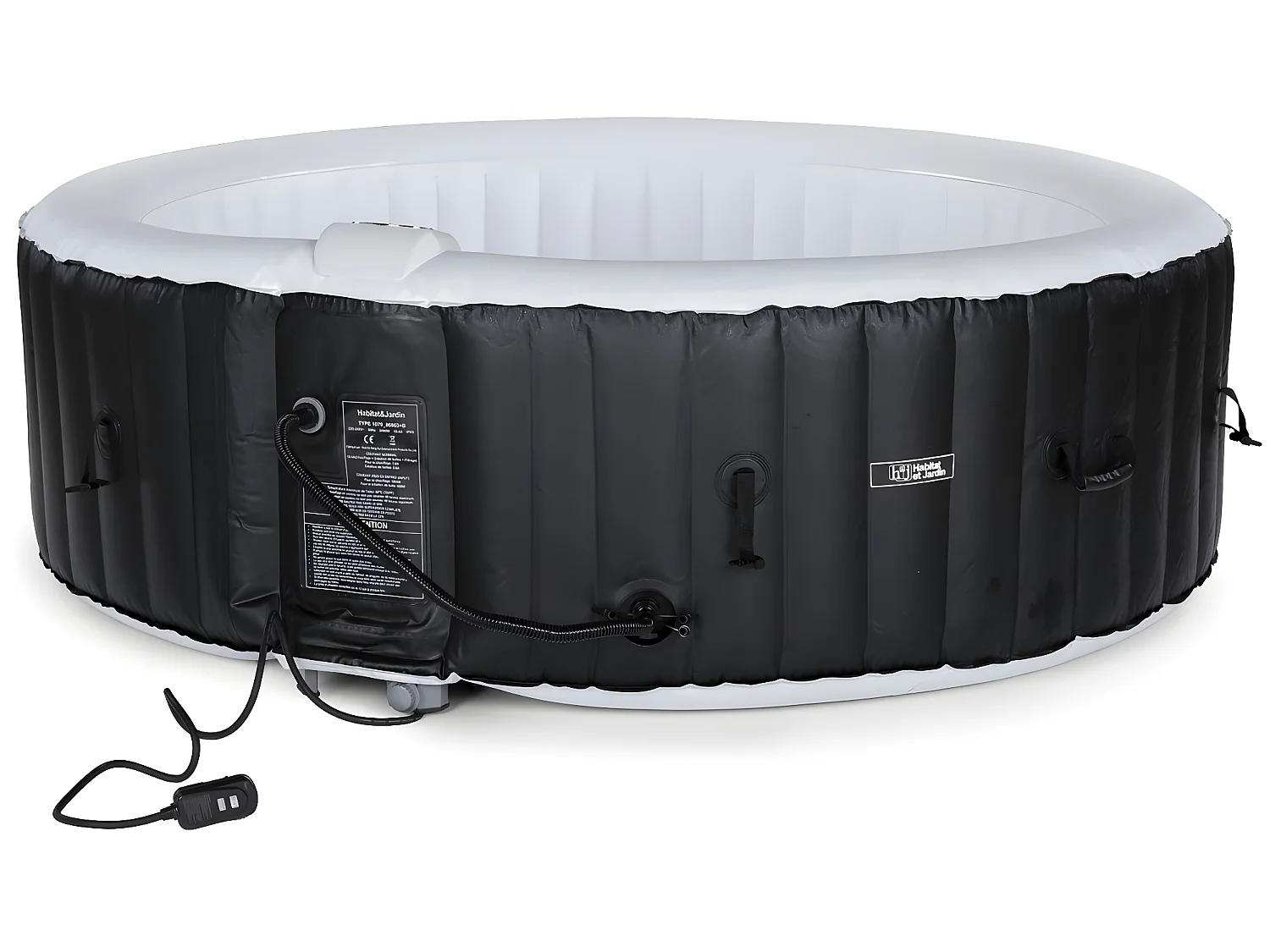 Opblaasbare spa "Saint Tropez" van PVC - 6 plaatsen - Zwart met 130 bubbelsproeiers en krachtig verwarmingssysteem