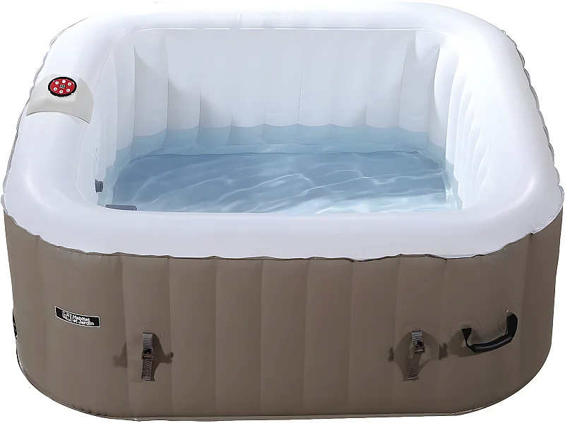 Opblaasbare spa "MONAC" van PVC - 4 plaatsen - Taupe/Crème met 110 multidirectionele massagejets