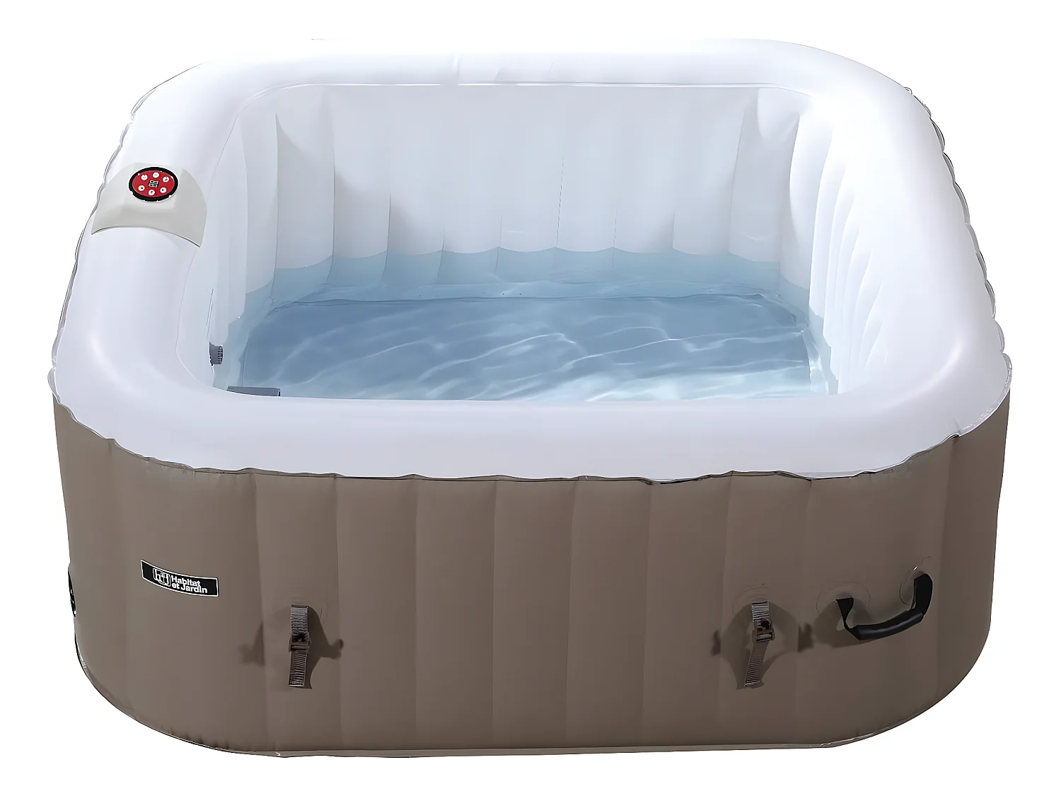 Aufblasbarer viereckiger Whirlpool aus PVC "MONAC"  - 4 Personen - Creme/Weiß