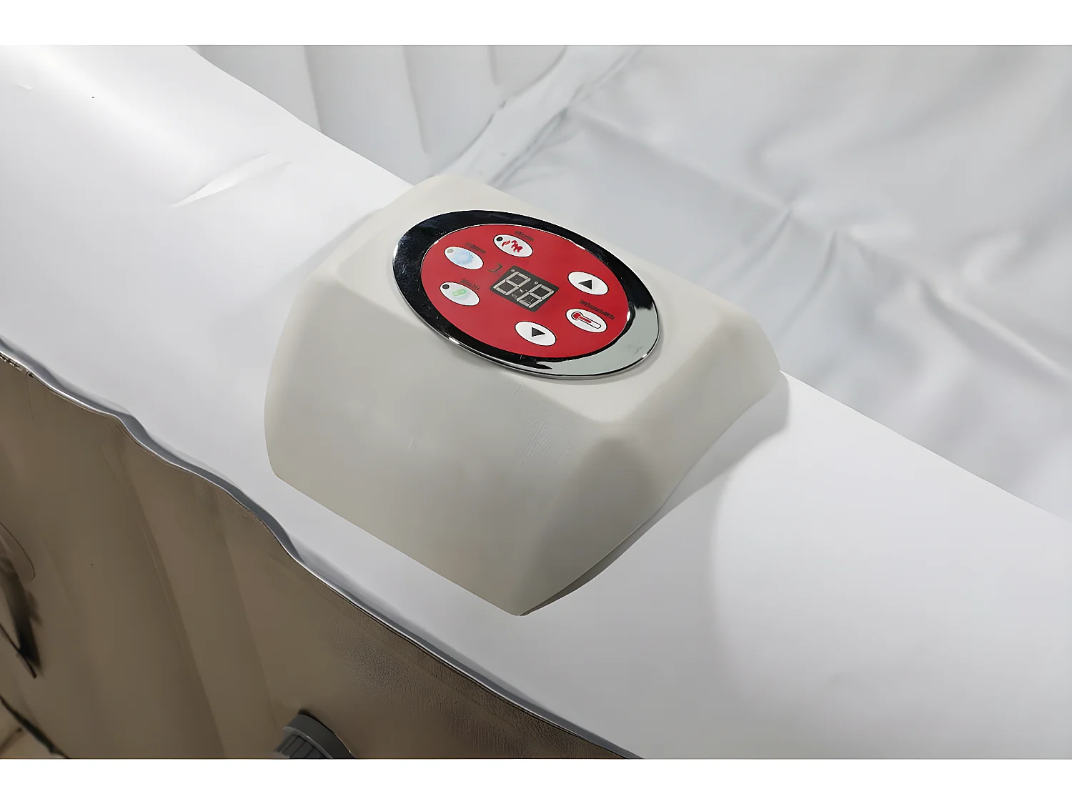 Aufblasbarer viereckiger Whirlpool aus PVC "MONAC"  - 4 Personen - Creme/Weiß