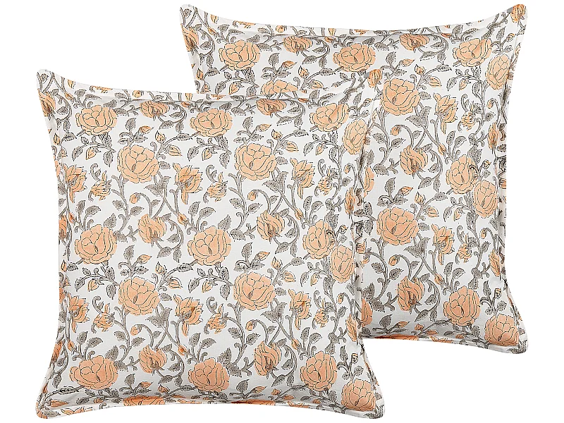 Dekokissen 2er Set MEADIA Baumwolle 45 x 45 cm Rot Blumenmuster