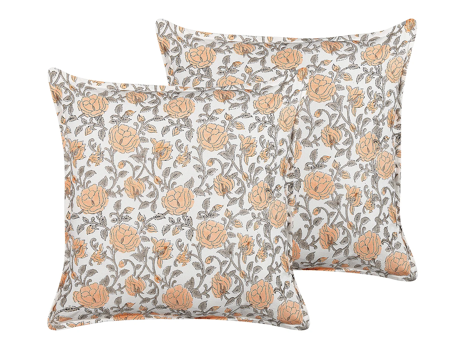 Dekokissen 2er Set MEADIA Baumwolle 45 x 45 cm Rot Blumenmuster