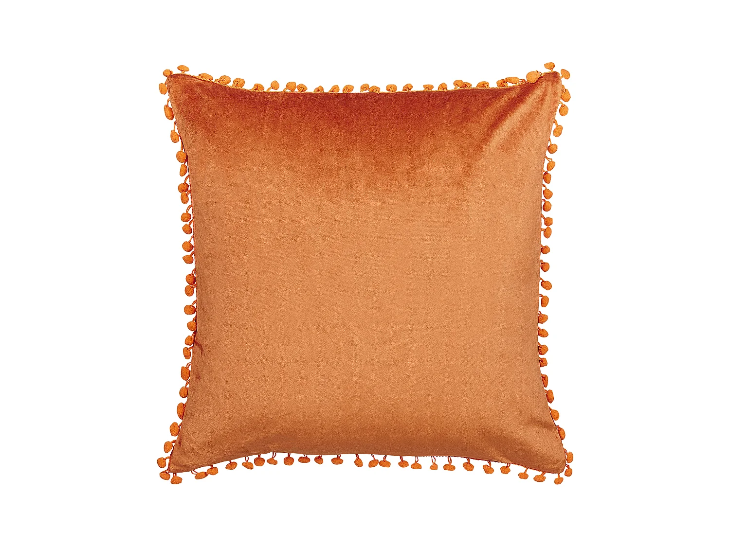 Dekokissen mit Füllung 2er Set Samt orange mit Mini-Pompons 45 x 45 cm Aerangis