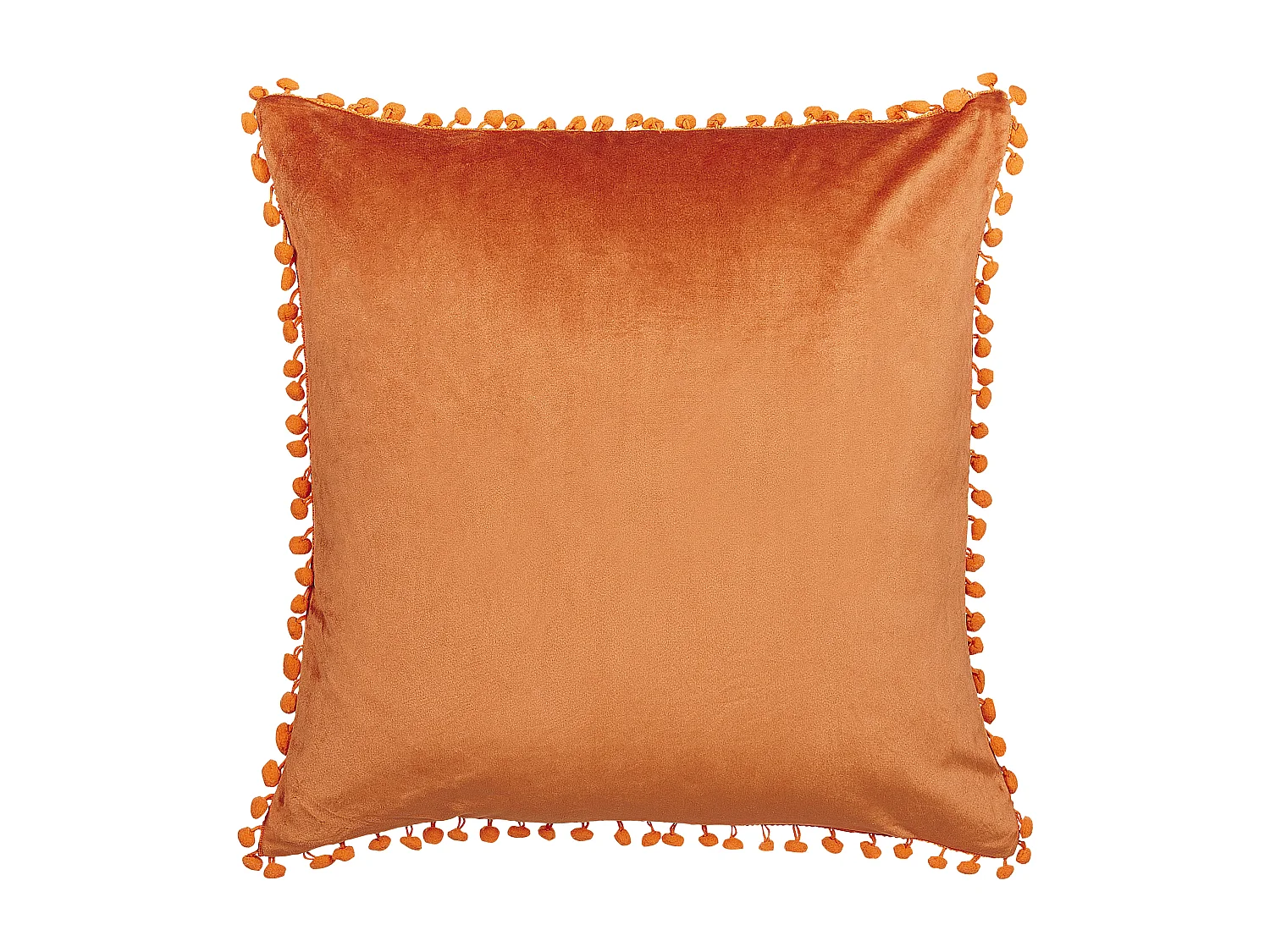 Dekokissen mit Füllung 2er Set Samt orange mit Mini-Pompons 45 x 45 cm Aerangis