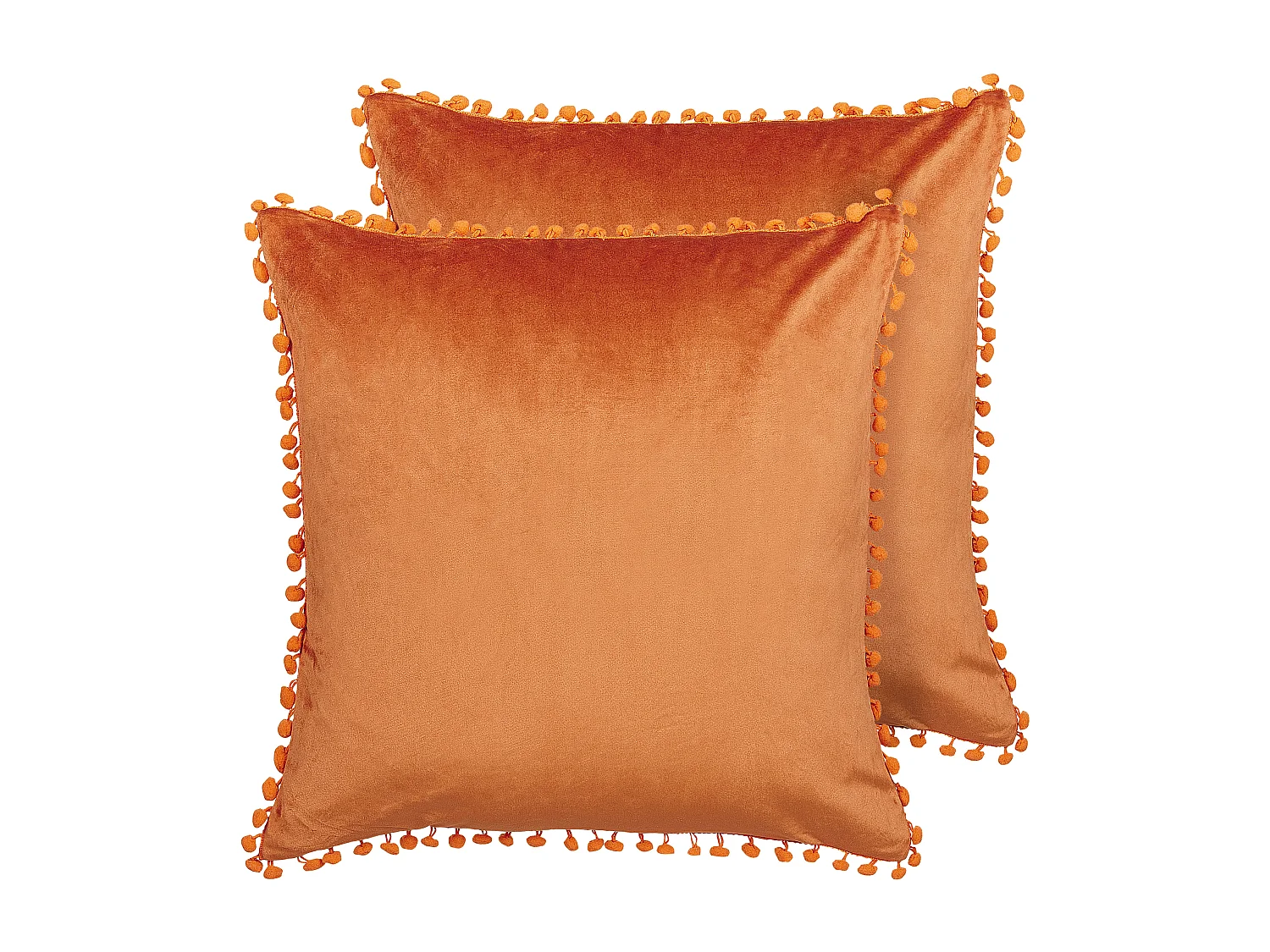 Lot de 2 coussins décoratifs AERANGIS Velours 45 x 45 cm Orange Unicolore
