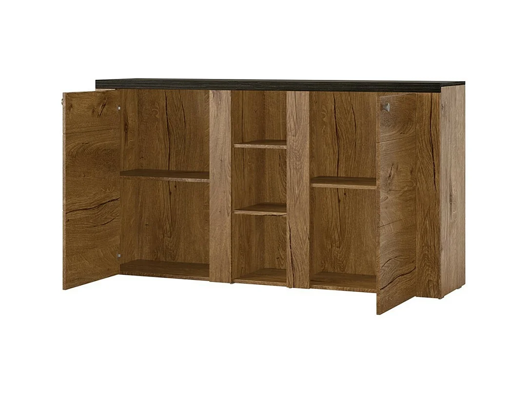 Buffet design 155cm per soggiorno colore bianco effetto legno e quercia collezione SANTIAGO.
