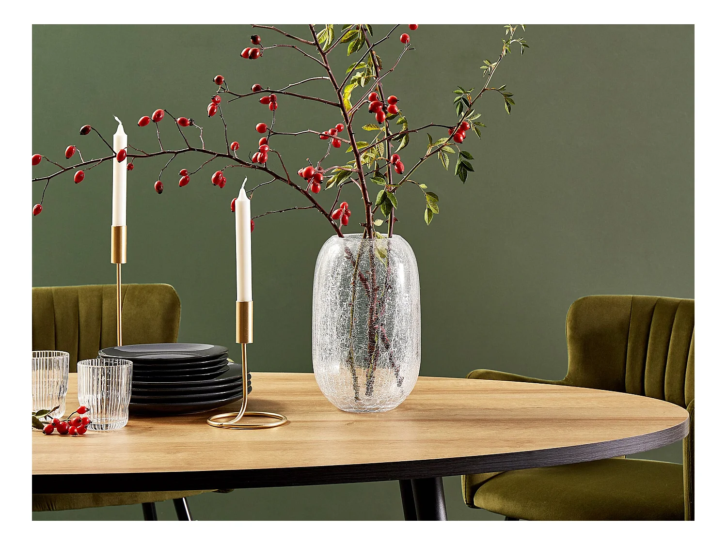 Jarrón para flores KYRAKALI Vidrio 28 cm Transparente