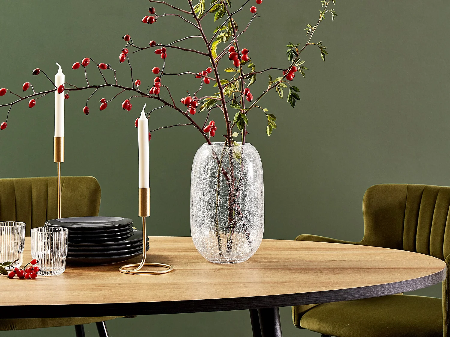 Blumenvase KYRAKALI Glas 28 cm Transparent