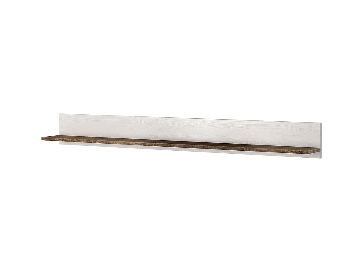 Wandplank in witte kleur met hout- en eikeneffect. Collectie SANTIAGO.