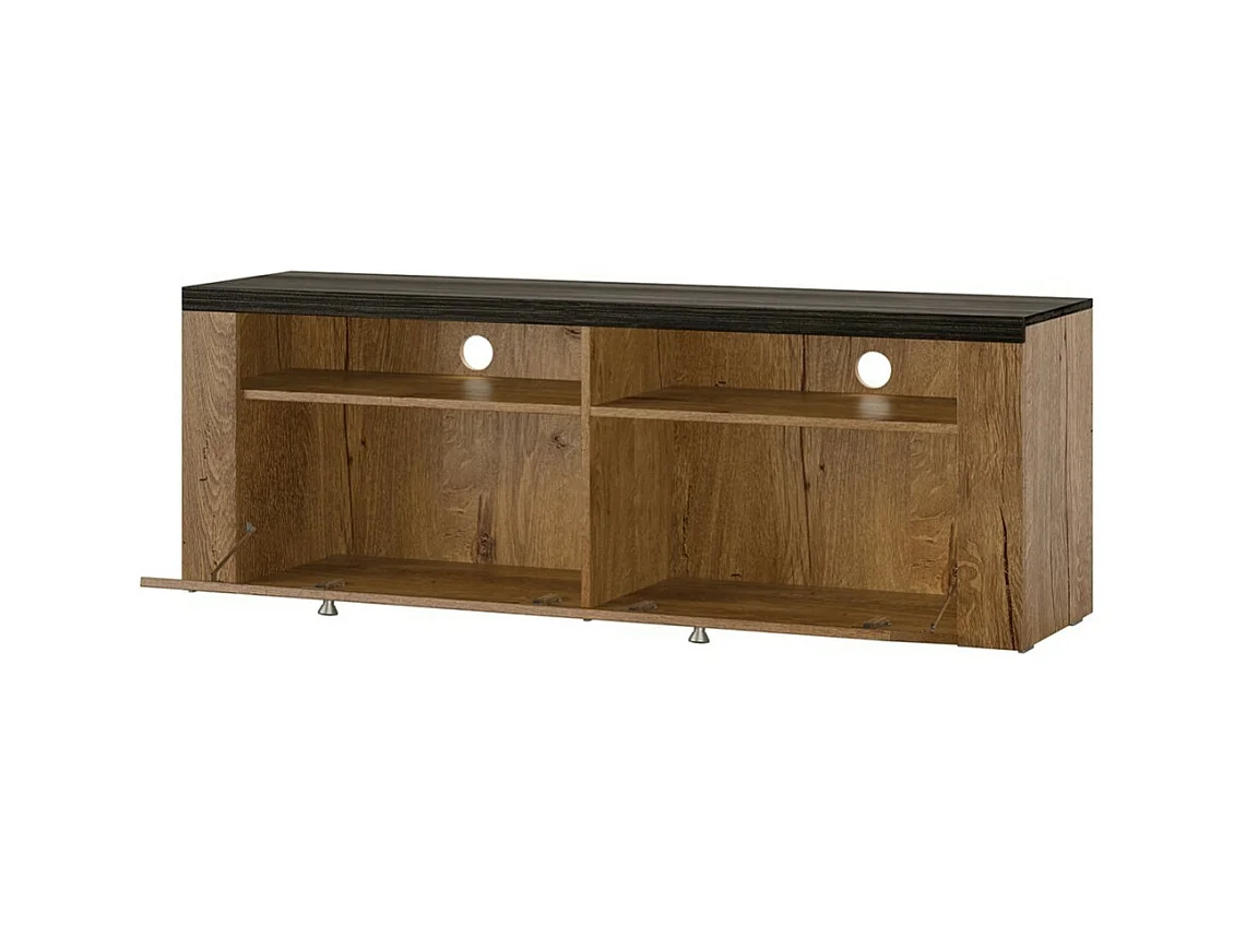 Móvel para TV 140cm coleção SANTIAGO. Cor branca com efeito de madeira e carvalho. 1 Porta.