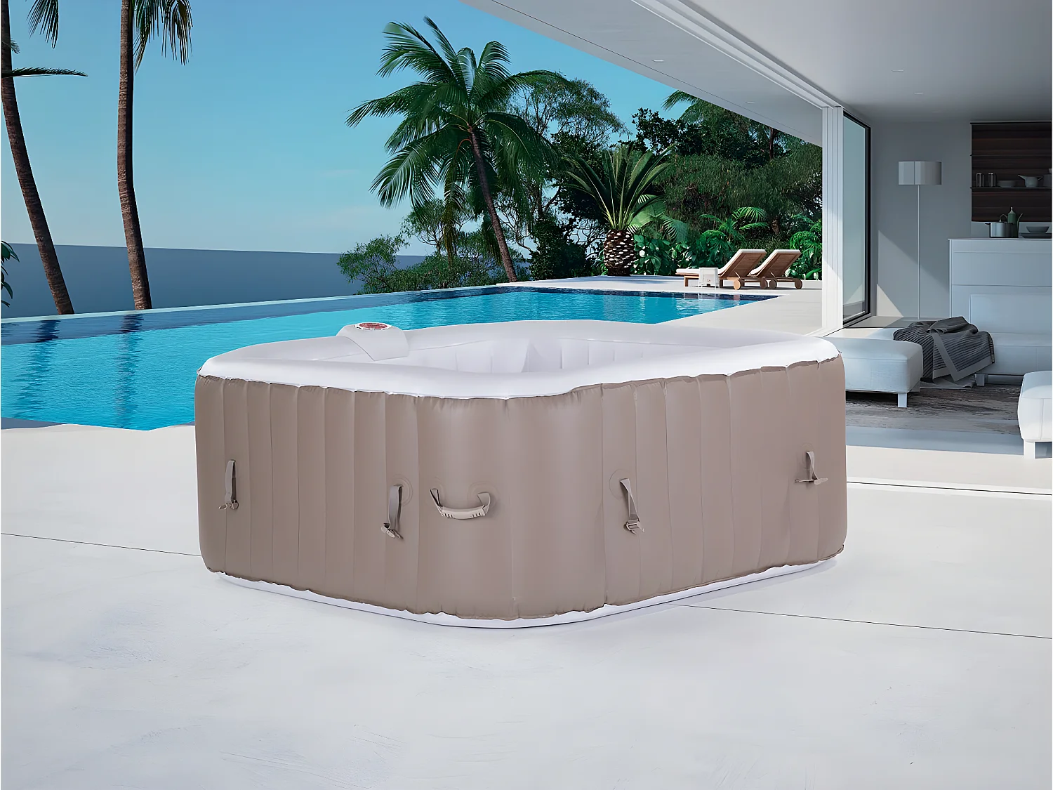 AUFBLASBARER WHIRLPOOL MONAC AUS PVC - 6 PERSONEN - TAUPE/CREME