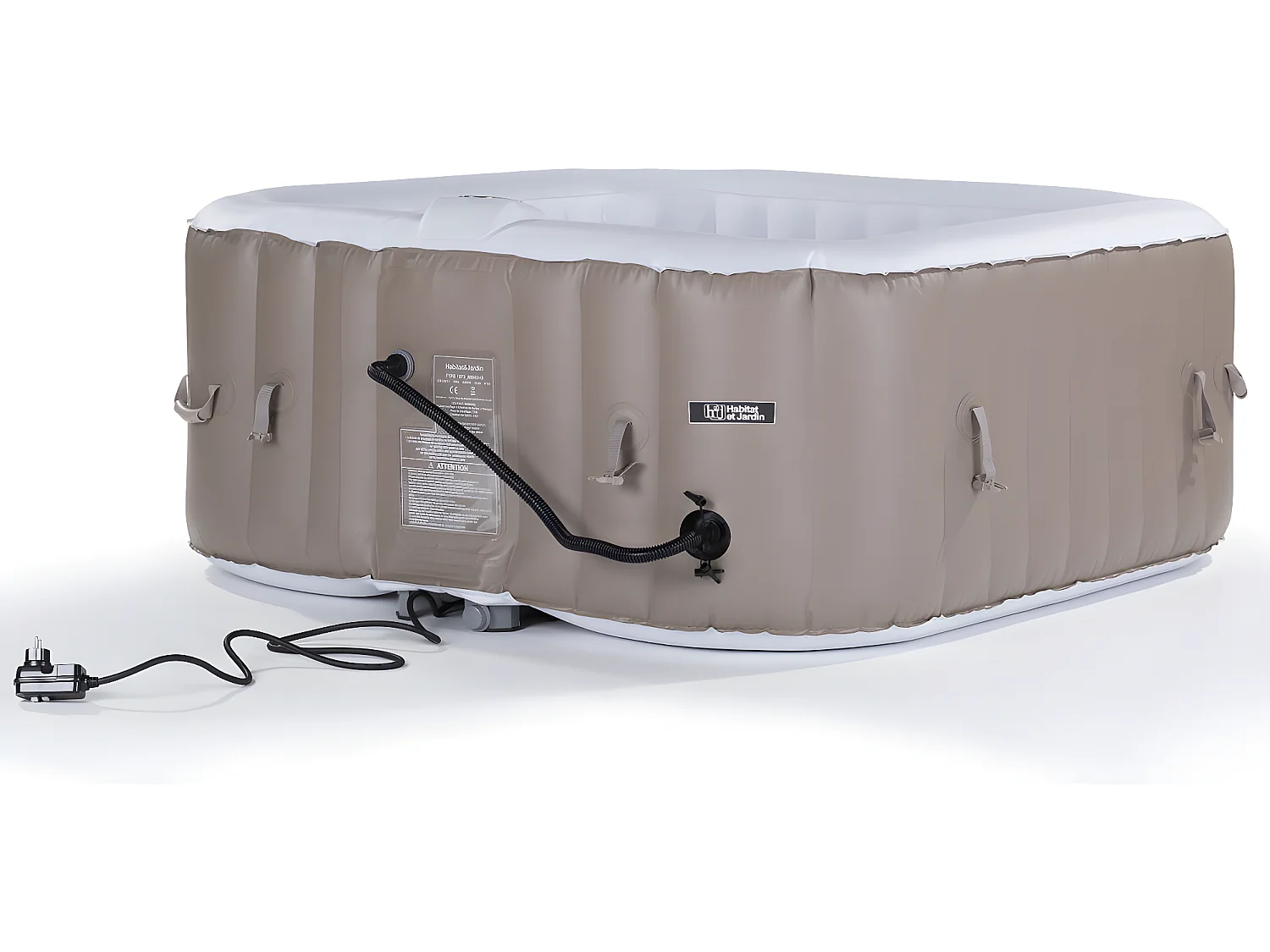 AUFBLASBARER WHIRLPOOL MONAC AUS PVC - 6 PERSONEN - TAUPE/CREME