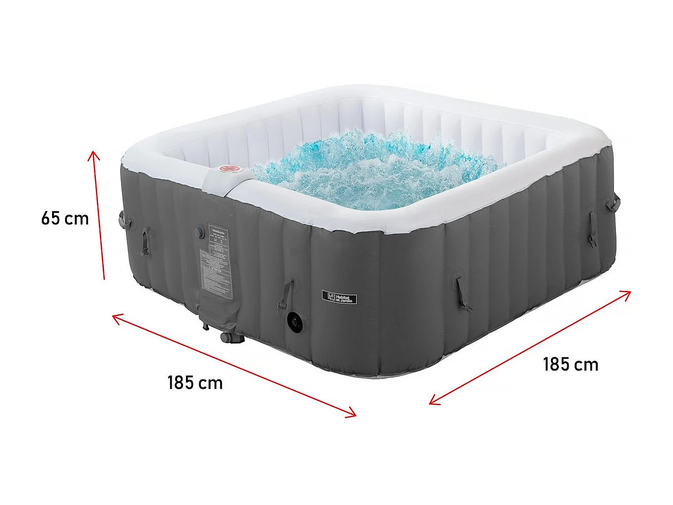 Spa gonflable "RIVIERA" en PVC - 6 places - Gris/blanc