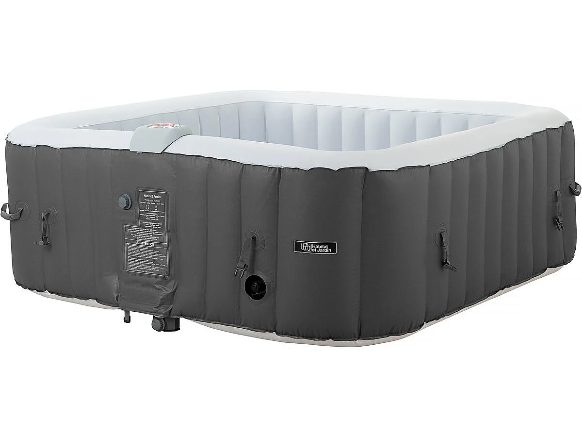 Uppblåsbart spa "RIVIERA" 6 personer PVC - Grå/Vit - 130 luftjets - Värmesystem