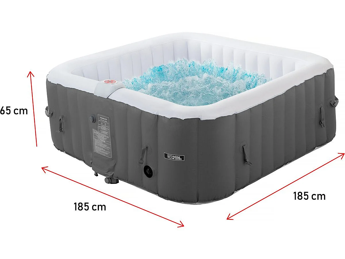 Uppblåsbart spa "RIVIERA" 6 personer PVC - Grå/Vit - 130 luftjets - Värmesystem