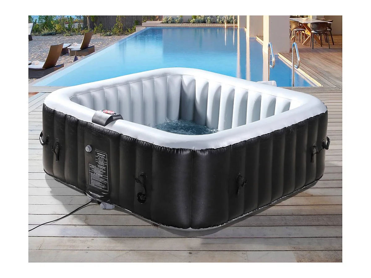 Aufblasbarer Whirlpool NICE aus PVC - 6 Personen - Grau/Schwarz