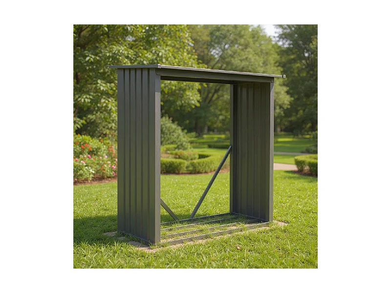 Casetta per legna in metallo - LEGNO VECCHIO - 1,37 m²