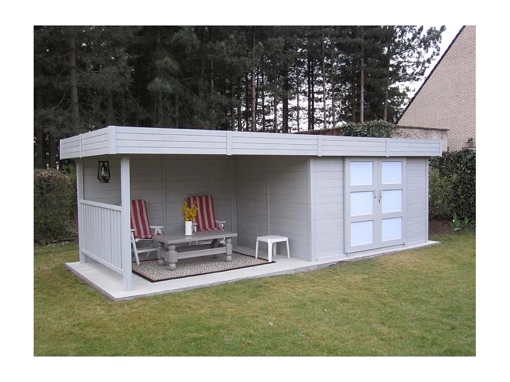 Abri jardin bois "Arhus" - 19.90 m² - 7 x 2.84 x 1.85 m - 28 mm