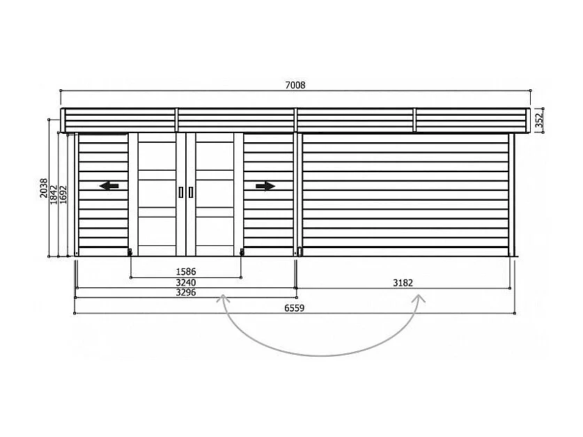 Abri jardin bois "Arhus" - 19.90 m² - 7 x 2.84 x 1.85 m - 28 mm
