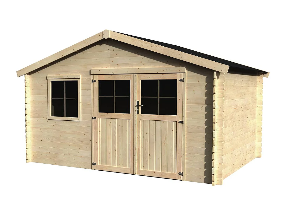 Abri de jardin bois "Flodeal" - 11.86 m² - 3.98 x 2.98 x 2.44 m - 28 mm