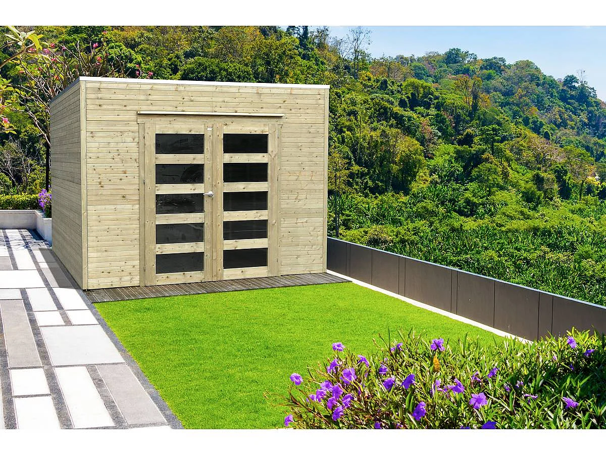 Abri jardin bois "Bari" - 8.69 m2 - 2.99 x 2.91 x 2.25 m - 19 mm