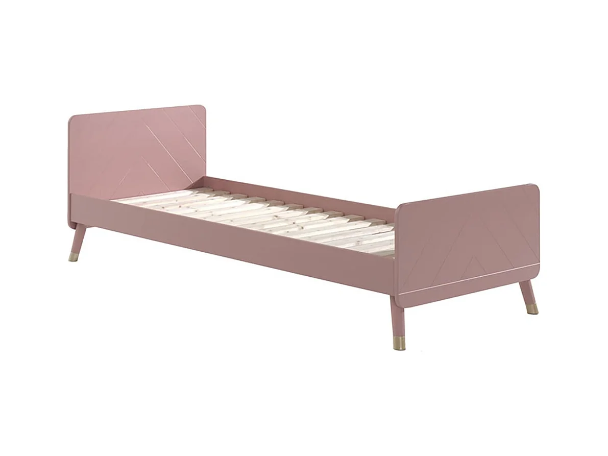 TINY PINK - Lit 90x200cm Rose Graphique Sommier Intégré