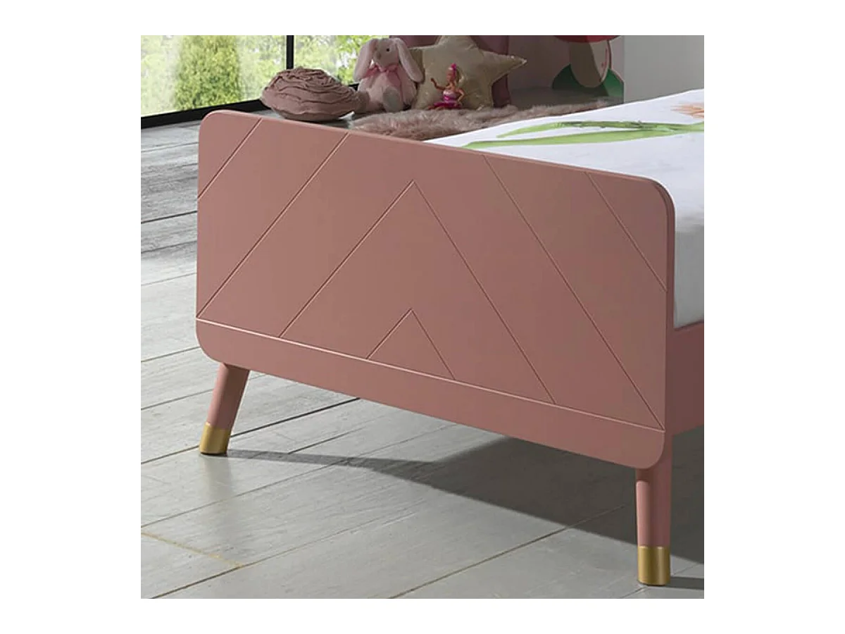 TINY PINK - Lit 90x200cm Rose Graphique Sommier Intégré