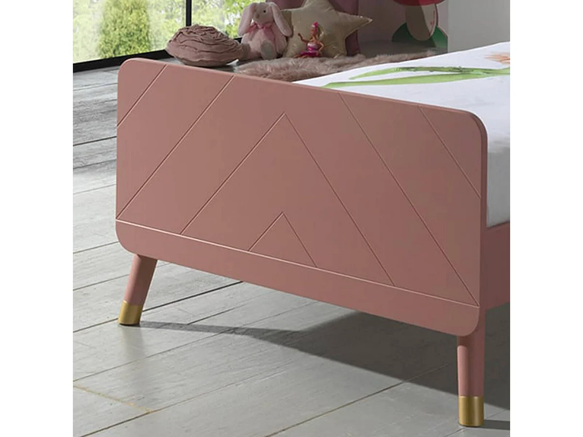 TINY PINK - Lit 90x200cm Rose Graphique Sommier Intégré