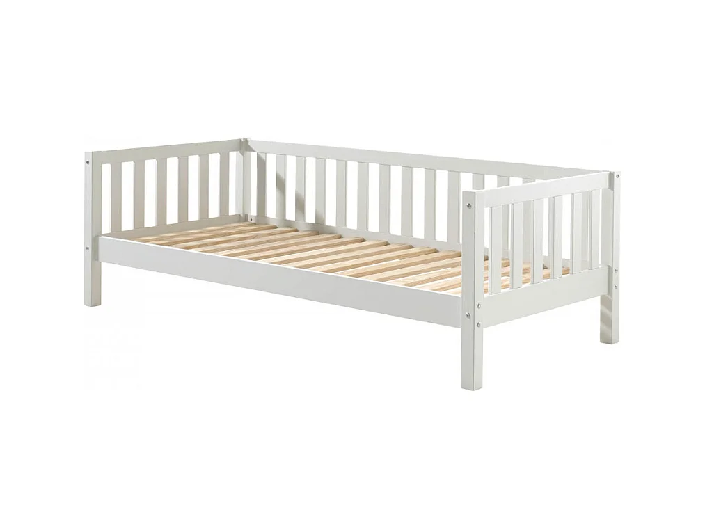 YAX - Lit Gigogne 90x200cm en Pin Laqué Blanc