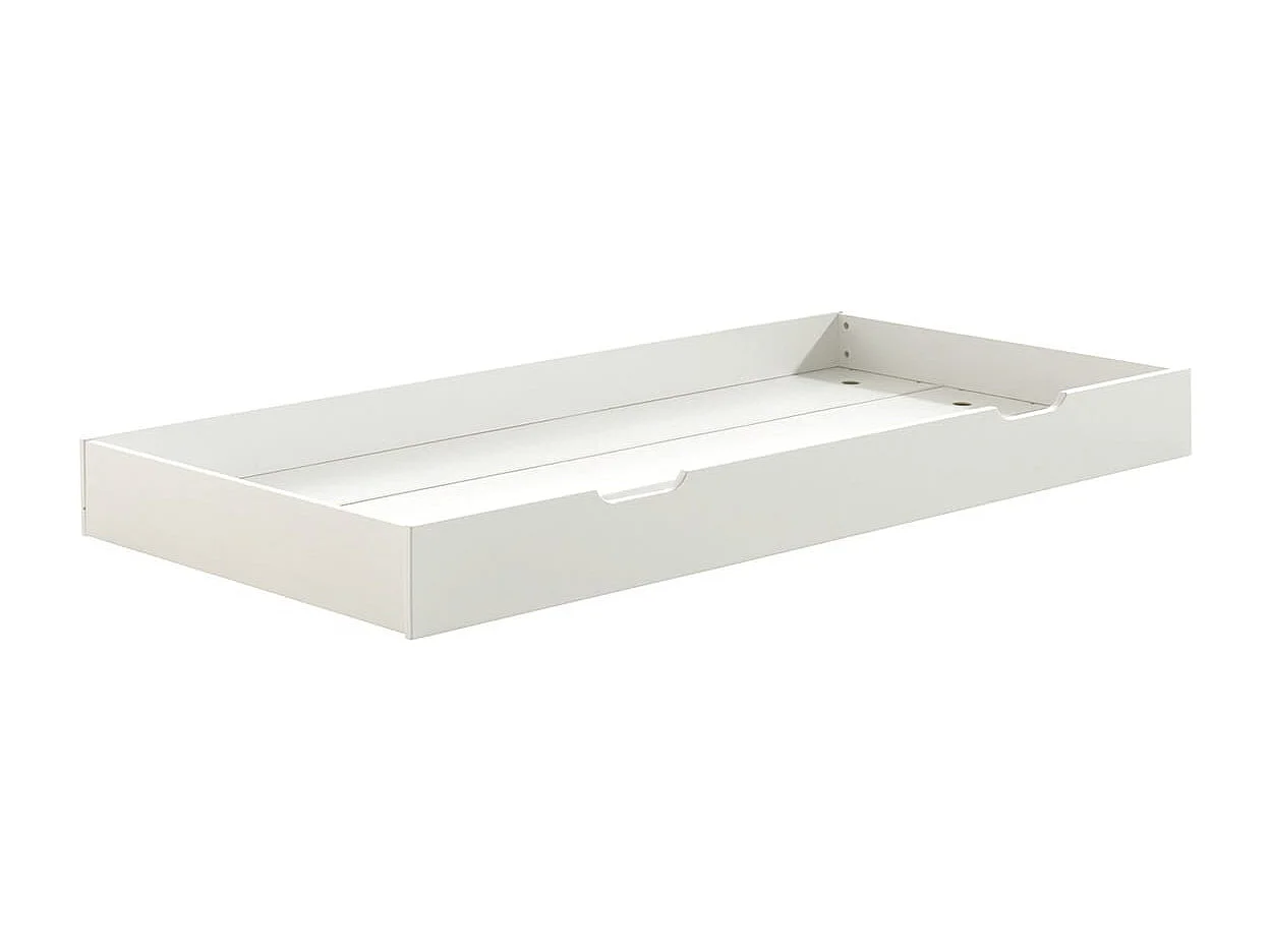 YAX - Lit Gigogne 90x200cm en Pin Laqué Blanc