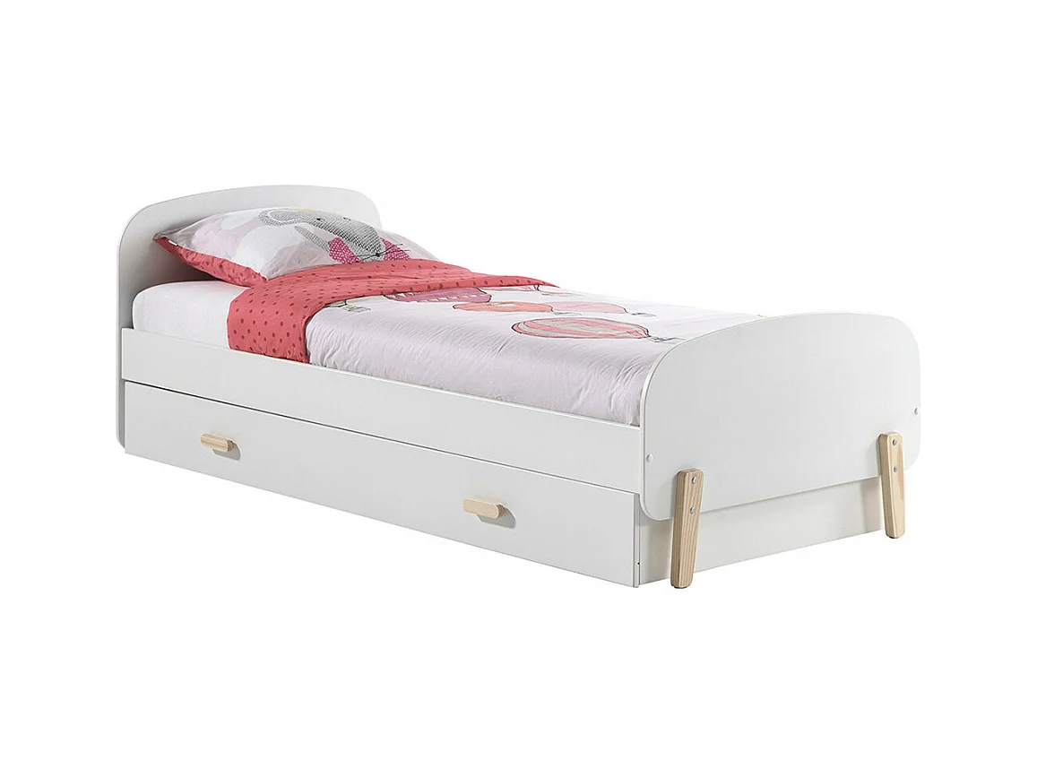 BODHI WHITE - Lit Gigogne 90x200cm avec Tiroir de Lit