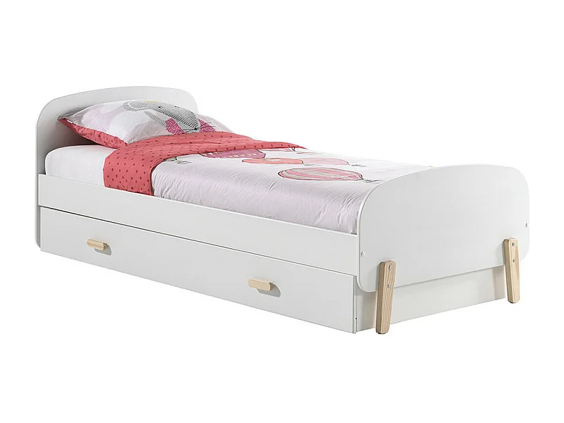 BODHI WHITE - Lit Gigogne 90x200cm avec Tiroir de Lit