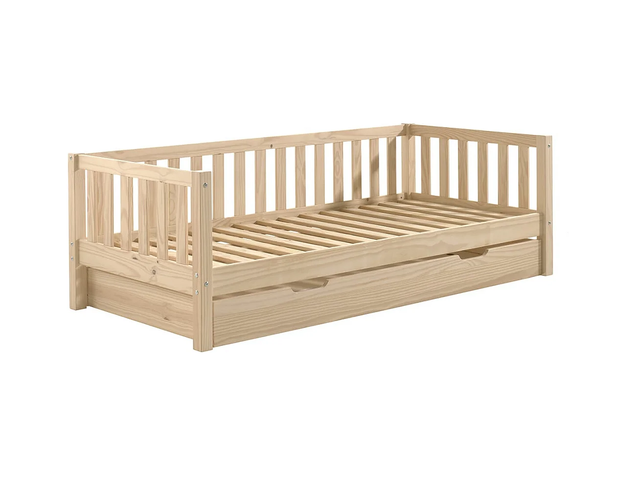 YAX - Lit Gigogne 90x200cm en Pin Naturel