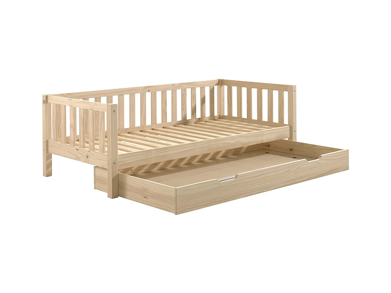 YAX - Lit Gigogne 90x200cm en Pin Naturel