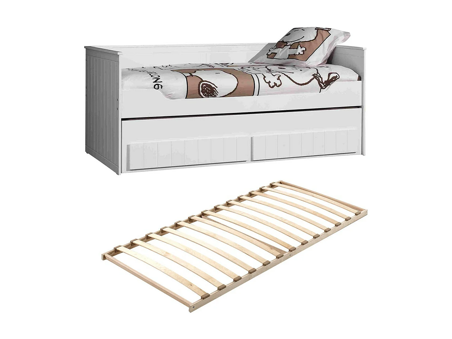 CLEO - Pack Lit Gigogne 90x200cm à Tiroirs avec Sommier