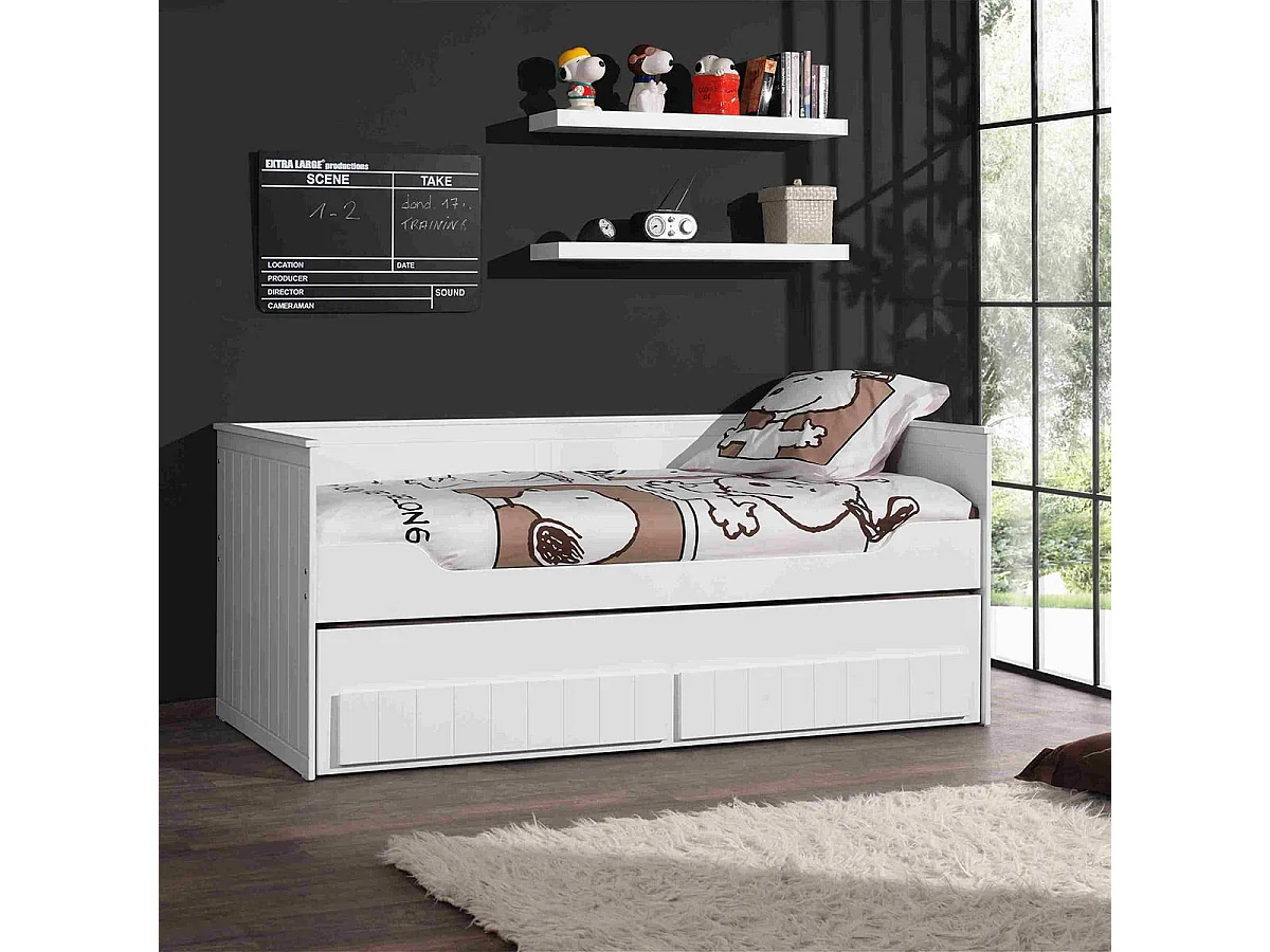 CLEO - Pack Lit Gigogne 90x200cm à Tiroirs avec Sommier