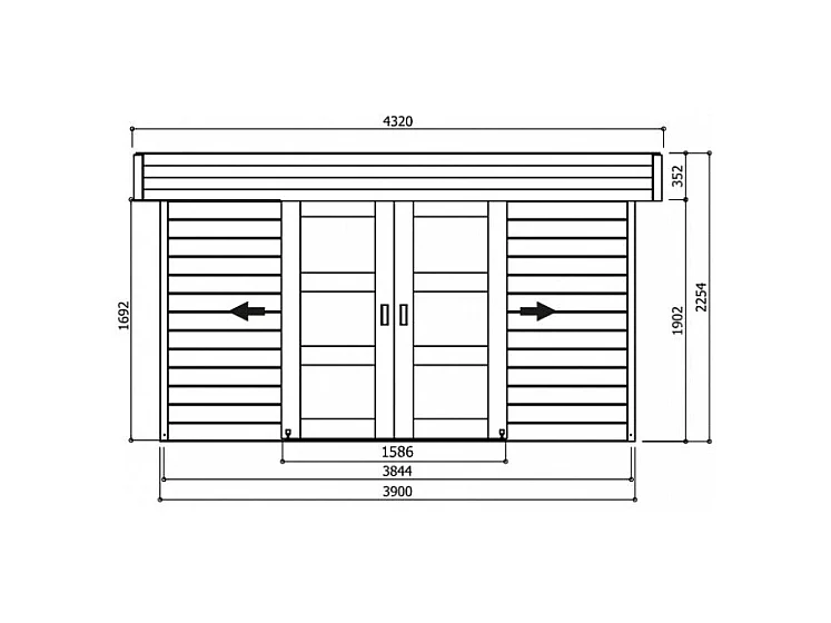 Abri jardin bois "Malmö" - 14.71 m² - 4.32 x 3.40 x 2.25 m - 28 mm