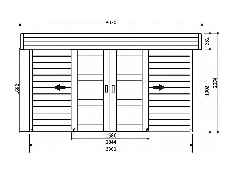 Abri jardin bois "Malmö" - 14.71 m² - 4.32 x 3.40 x 2.25 m - 28 mm