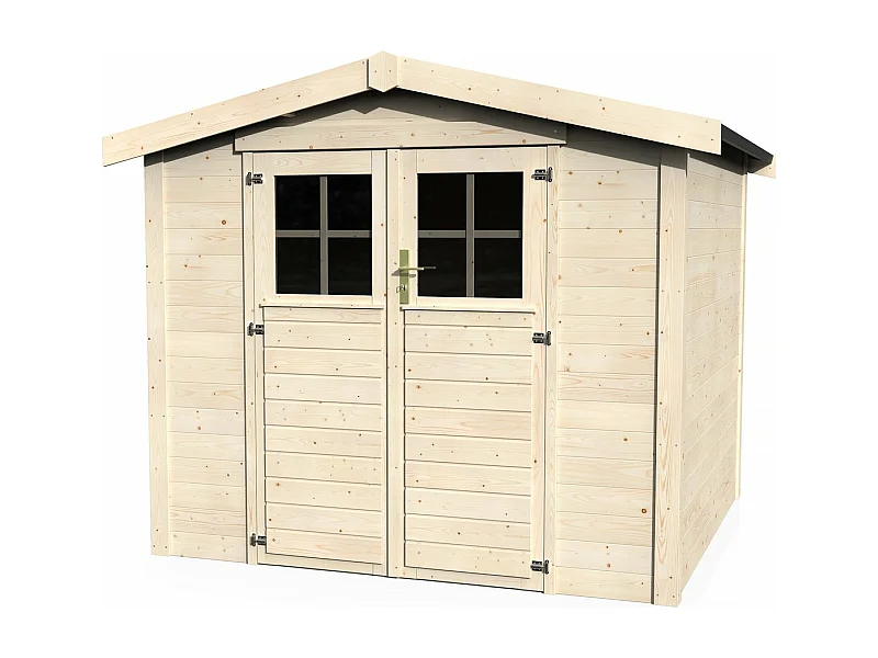 Abri jardin bois "Mareuil" - 6.14 m² - 2.57 x 2.39 x 2.12 m - 28 mm