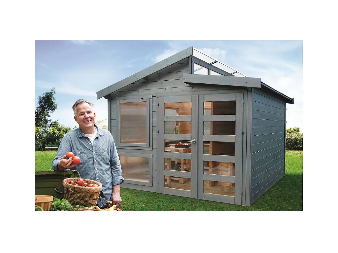 Abri jardin bois "Merano" - 8.92 m² - 2.99 x 2.99 x 2.64 m - 28 mm