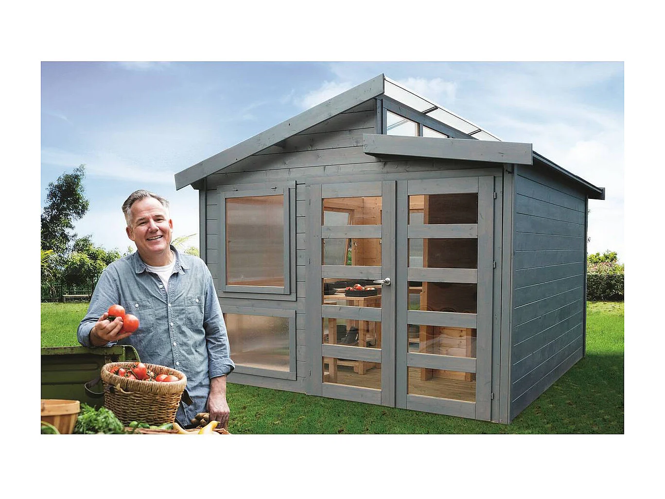 Abri jardin bois "Merano" - 8.92 m² - 2.99 x 2.99 x 2.64 m - 28 mm