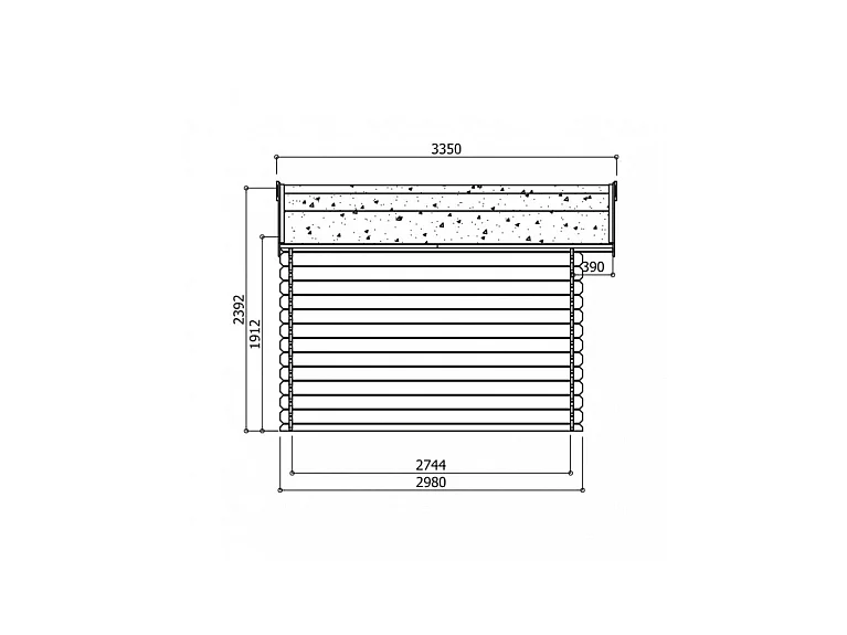 Houten tuinhuis "Sologne" - Geïmpregneerd model (groen) - 8.88 m² - 2.98 x 2.98 x 2.39 m - 28 mm