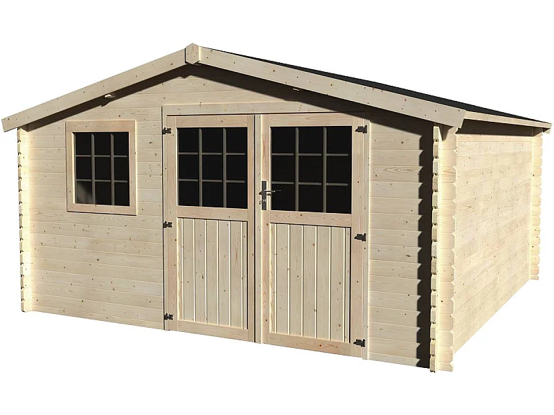 Abri jardin bois "Vallauris" - 15.84 m² - 3.98 x 3.98 x 2.29 m - 34 mm