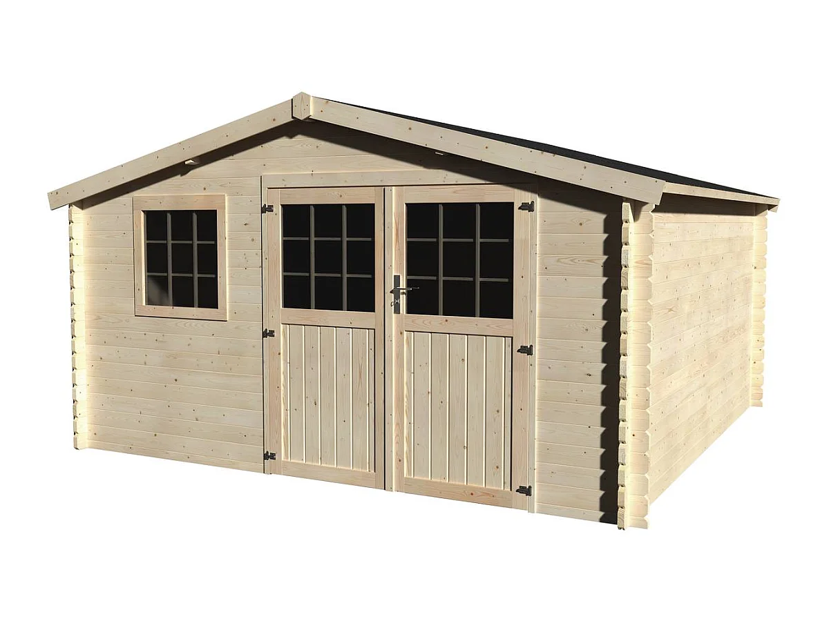 Abri jardin bois "Vallauris" - 15.84 m² - 3.98 x 3.98 x 2.29 m - 34 mm