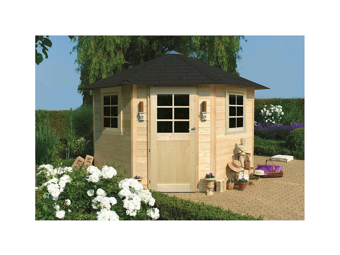 Abri jardin bois "Nancy" - 5.70 m2 - 2.55 x 2.55 x 2.75 m - 28 mm
